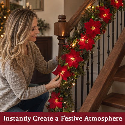 🎄✨Christmas Poinsettia LED Garland String Lights
