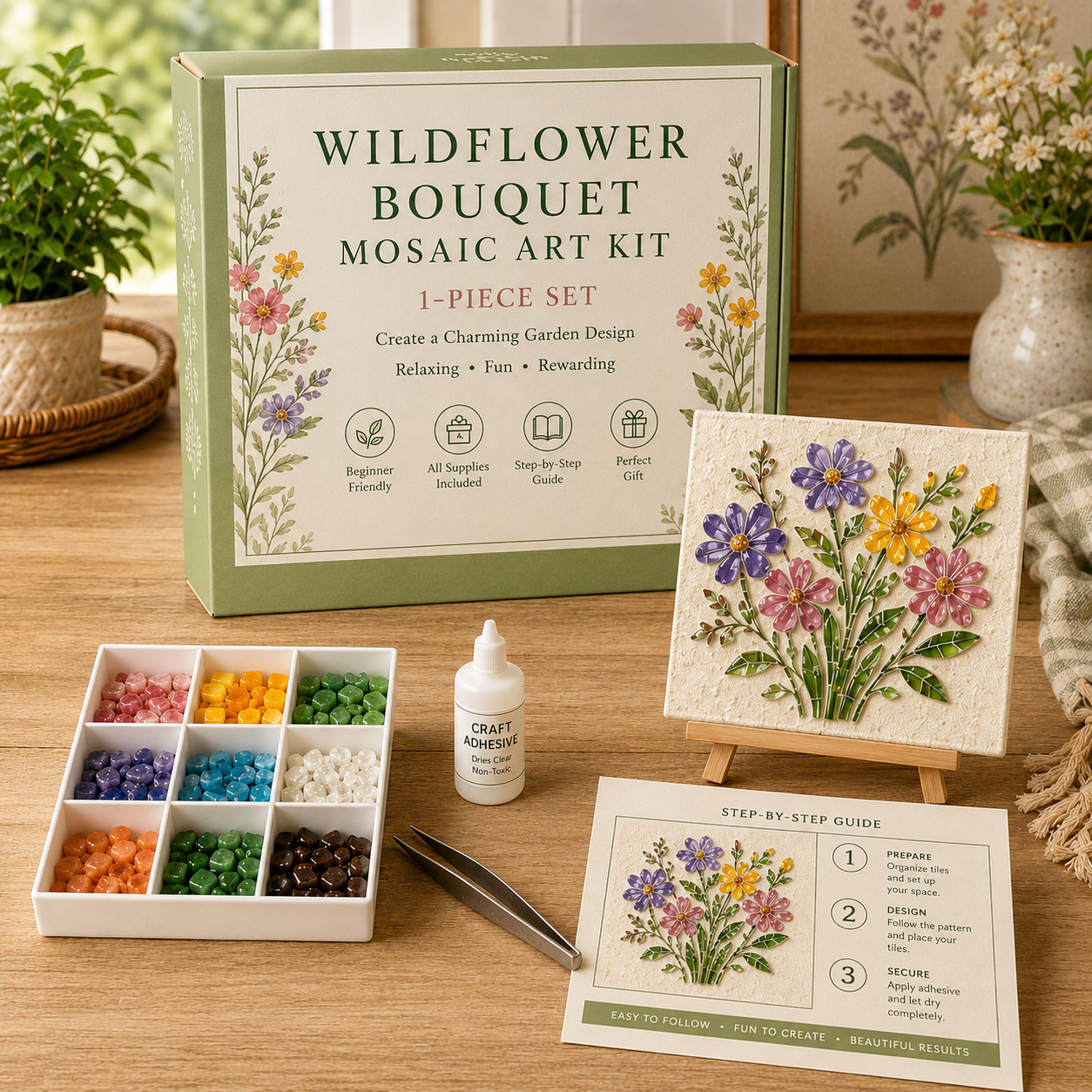 🌸🙏💖Sea Glass Art Kit – Create Stunning Mosaic Masterpieces at Home 🐢