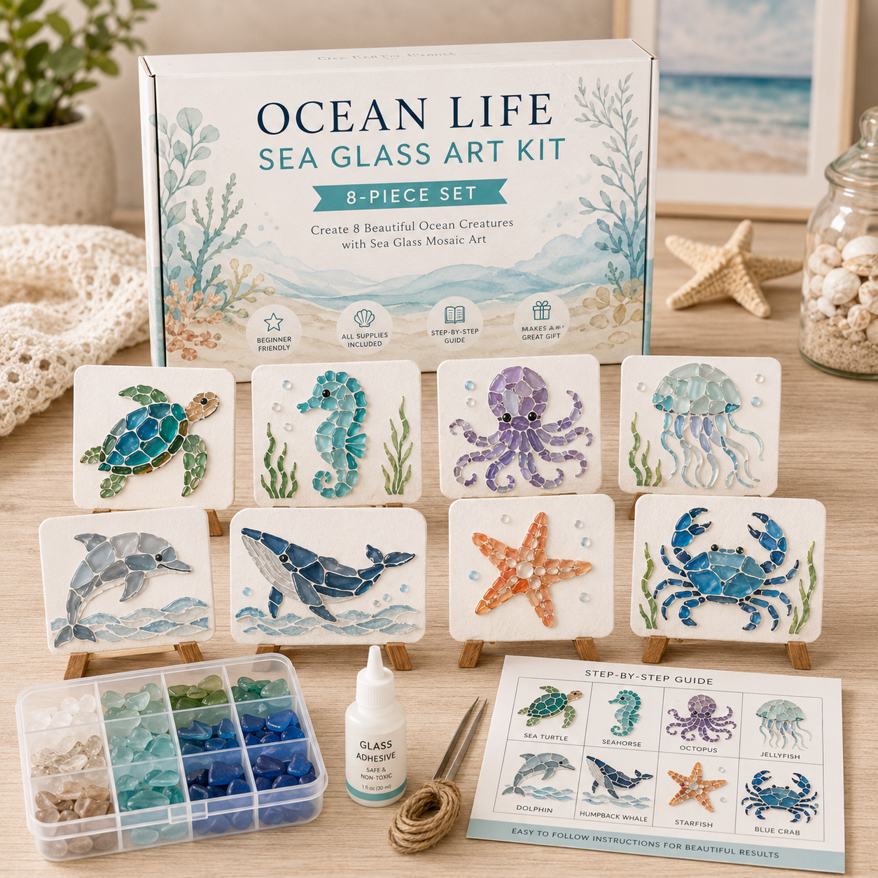 🌸🙏💖Sea Glass Art Kit – Create Stunning Mosaic Masterpieces at Home 🐢