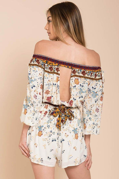 Kiley Floral Romper White / Brown
