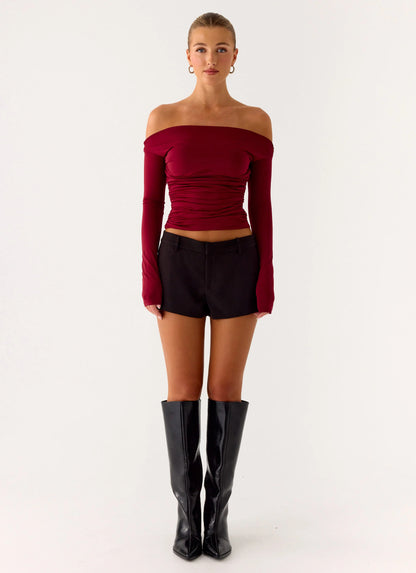 Reva Long Sleeve Top - Maroon