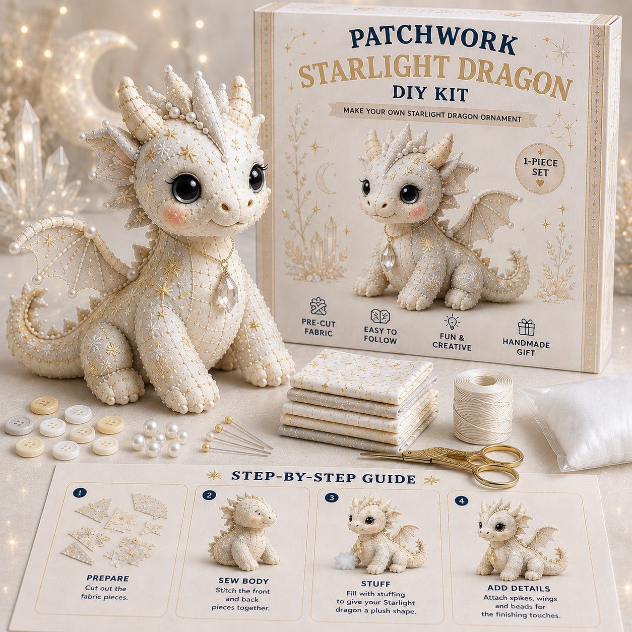 DIY Patchwork Dragon Kit – Craft Your Own Magical Collectible Dragon Plush 🎁 For Your Family ❤️