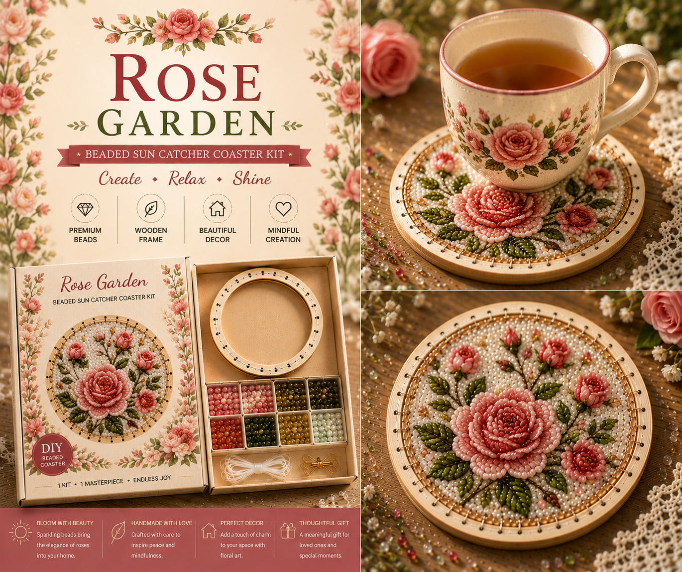 🌸 Beaded Sun Catcher Coaster Kit Collection