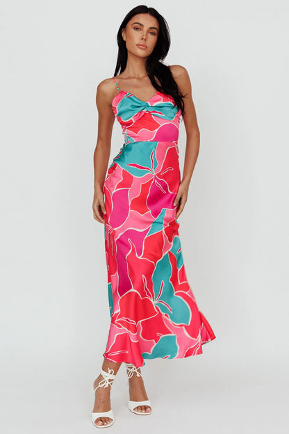 Hula Sweetheart Midi Dress Floral Red