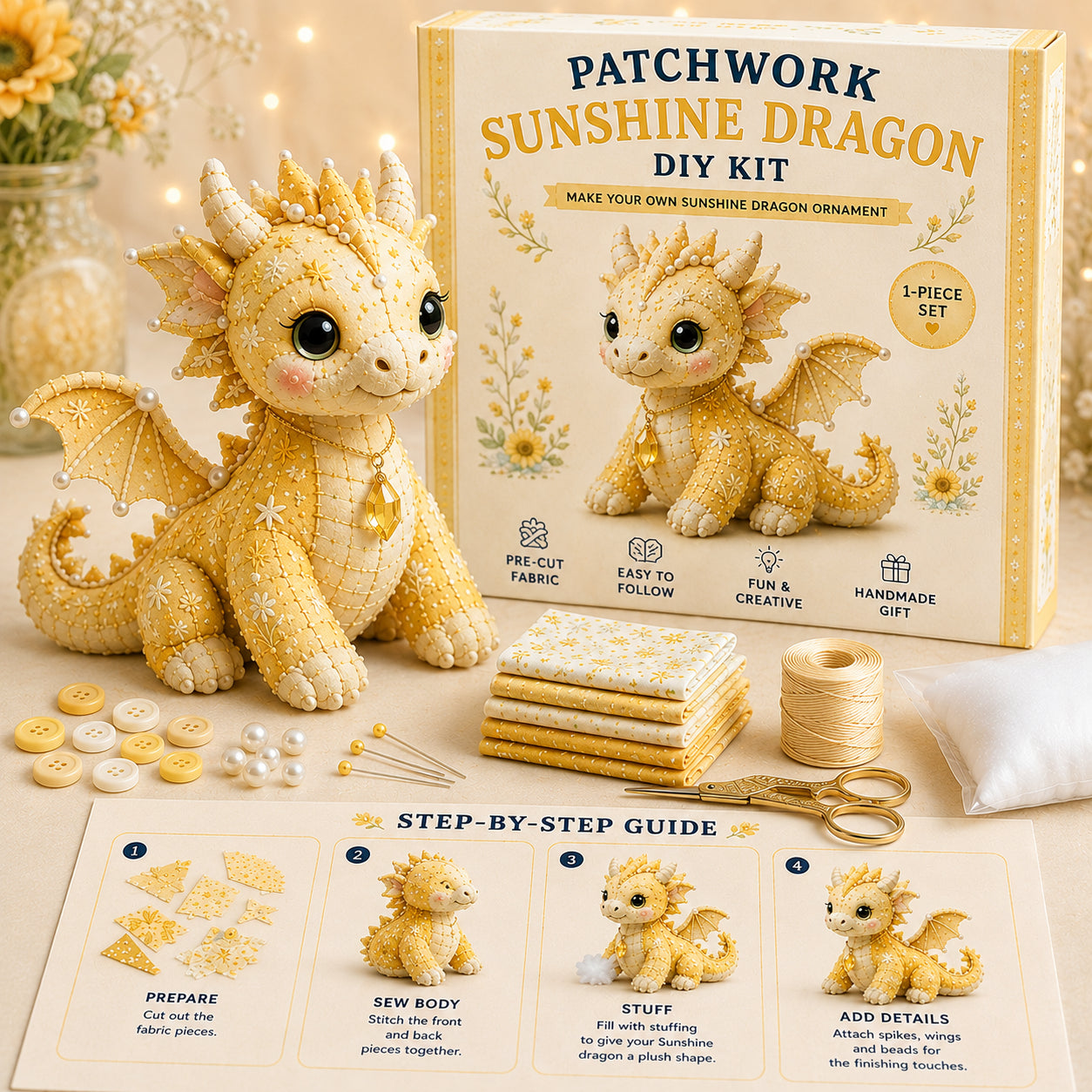 DIY Patchwork Dragon Kit – Craft Your Own Magical Collectible Dragon Plush 🎁 For Your Family ❤️