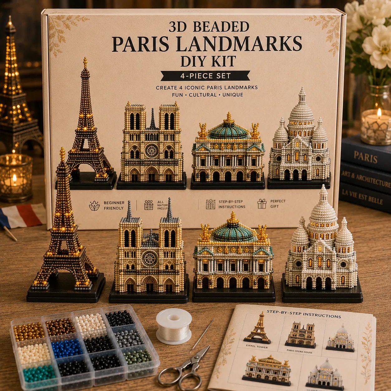 🌍 3D Beaded World Landmarks DIY Kit
