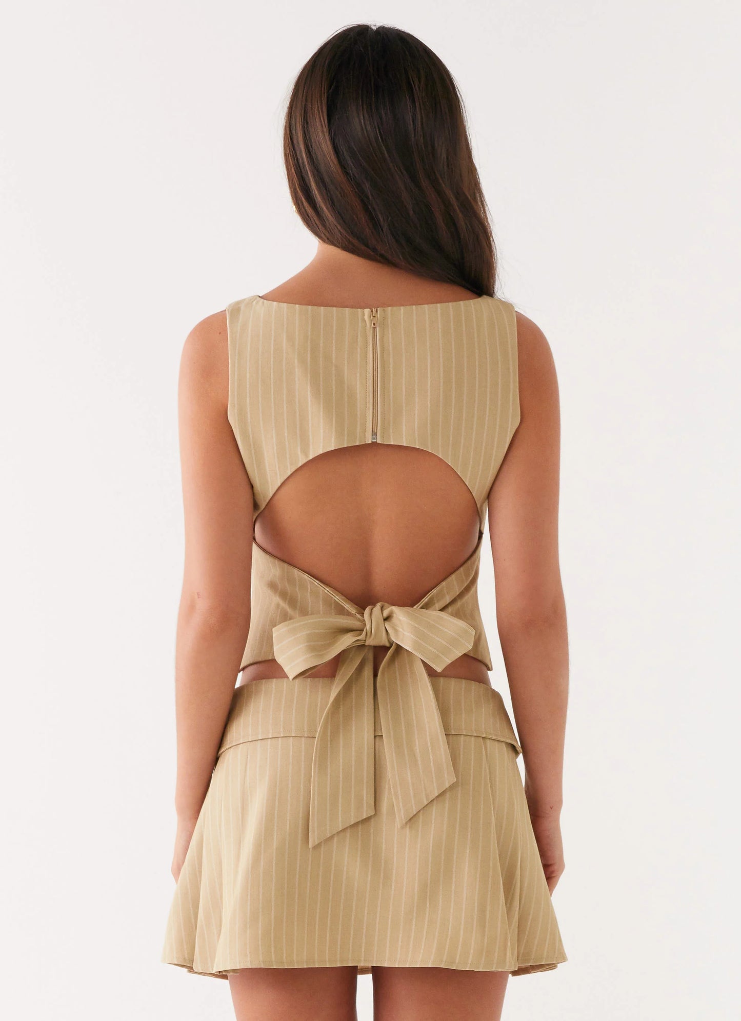 Miki Mini Skirt - Beige Stripe