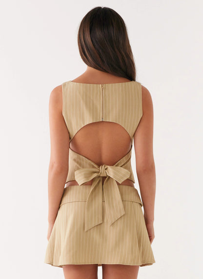 Miki Mini Skirt - Beige Stripe