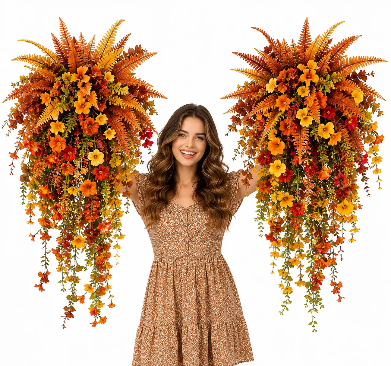 🍂Artificial Fall Harvest Hanging Basket – Autumn Porch & Door Decoration