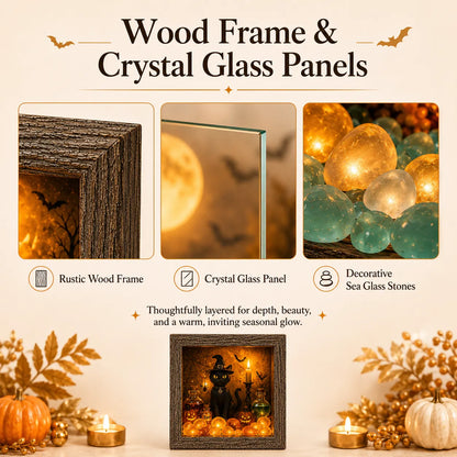 🎃DIY Lighted Halloween Shadow Box Kit – Warm LED Fall Decor & Easy Seasonal Craft