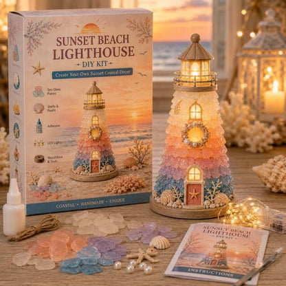 💙 DIY Sea Glass Lighthouse Kit – Light-Up Coastal Craft & Handmade Home Decor