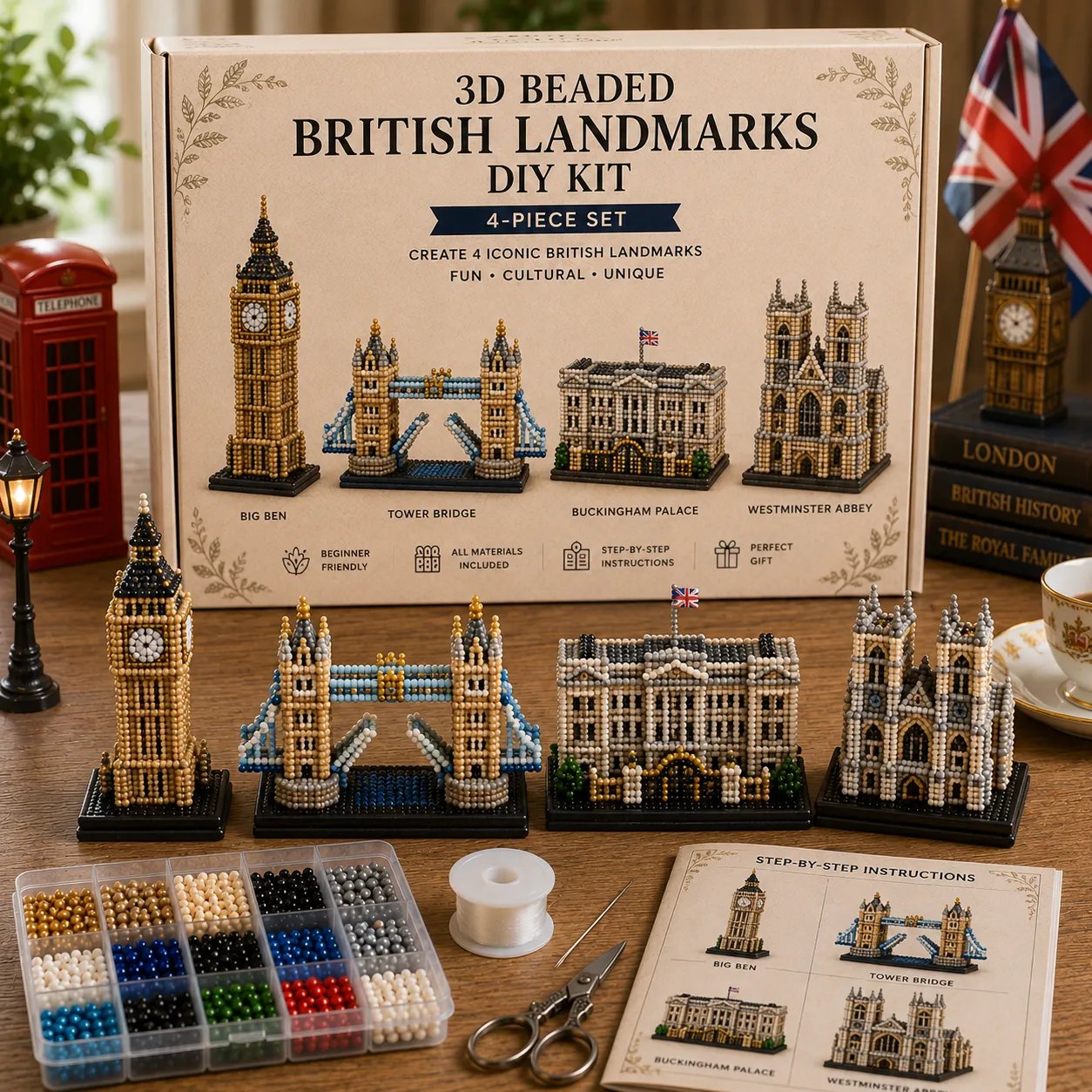 🌍 3D Beaded World Landmarks DIY Kit