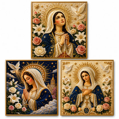 New Arrivals 49% OFF-2026  Divine Pearl Bead Virgin Mary Icon – A Peaceful DIY Faith Art Gift
