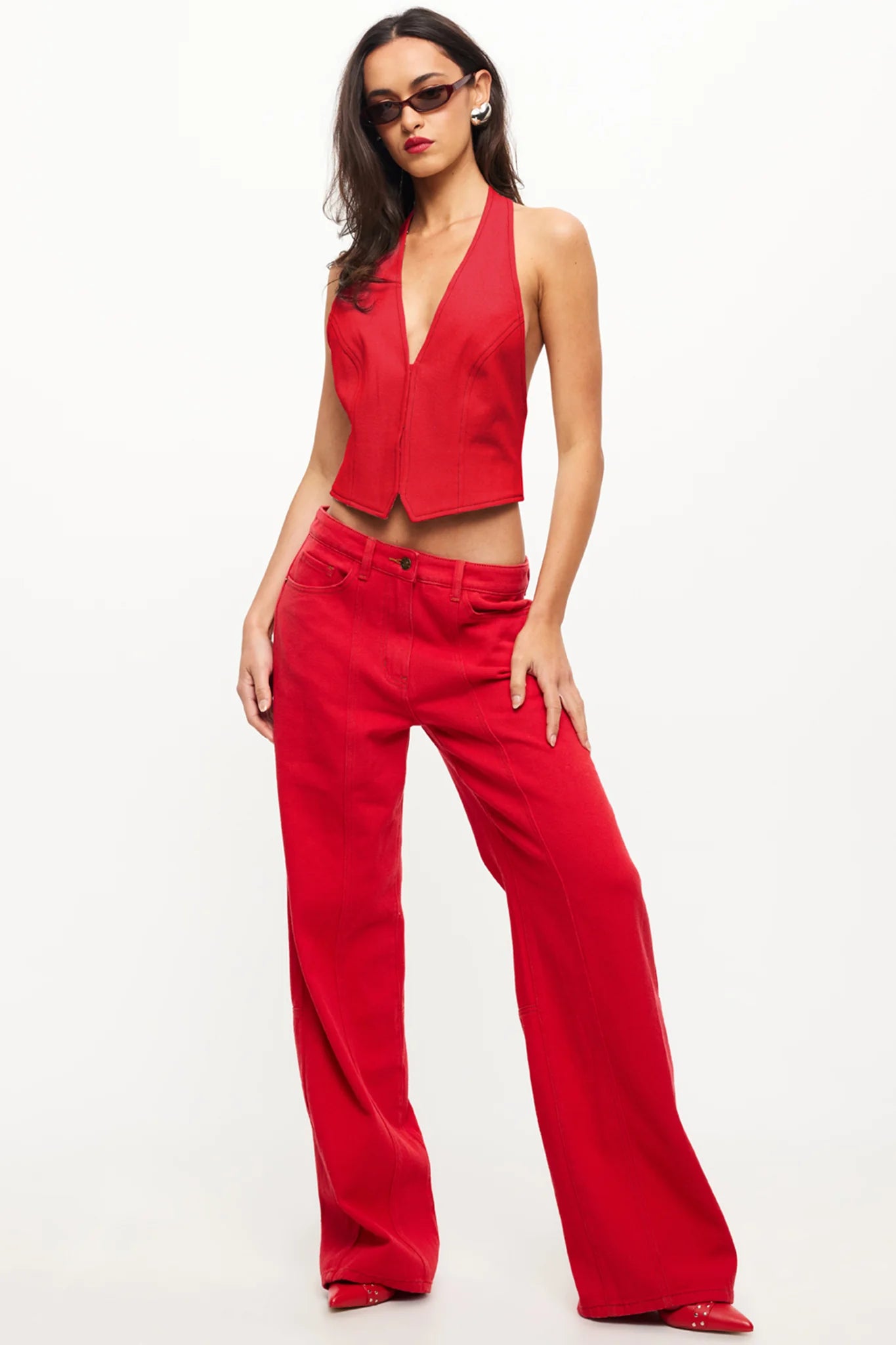 LIONESS Je Suis Halter Top Crimson