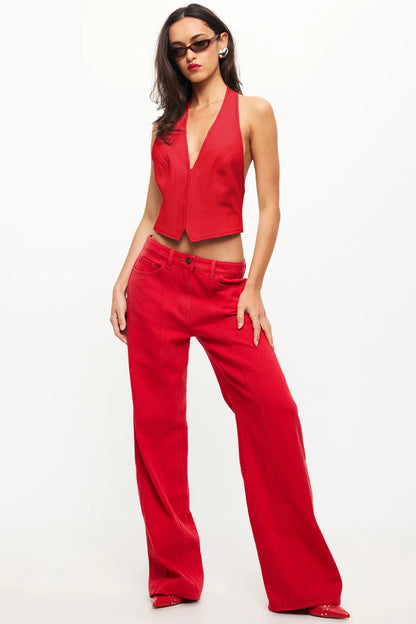 LIONESS Je Suis Halter Top Crimson