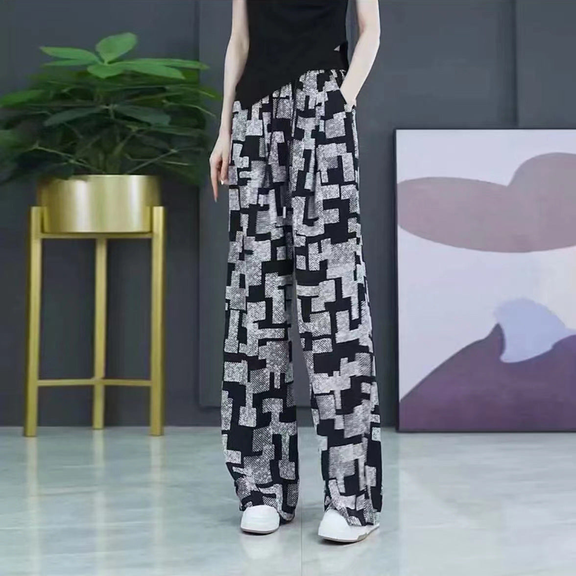 2025 New Style Ice Silk High Waist Casual Pants