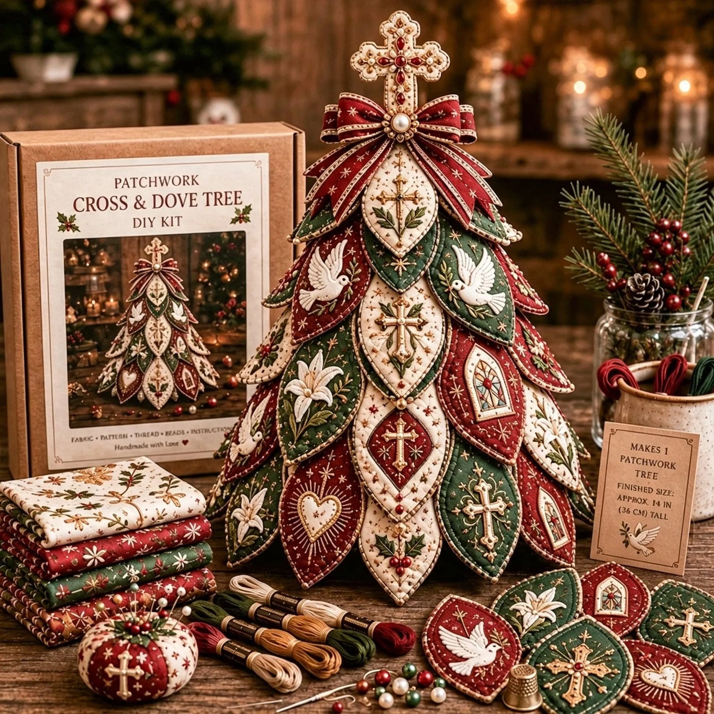 ✝️Religious-Themed Beaded & Quilted Christmas Tree DIY Kit