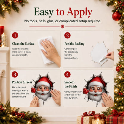 Creative 3D Christmas Santa Wall Sticker