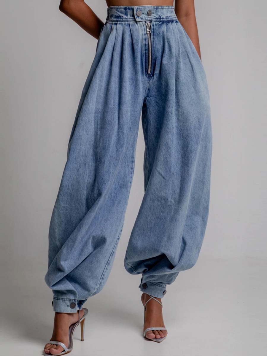 Women's Casual High-waist Zipper Jogger Jeans