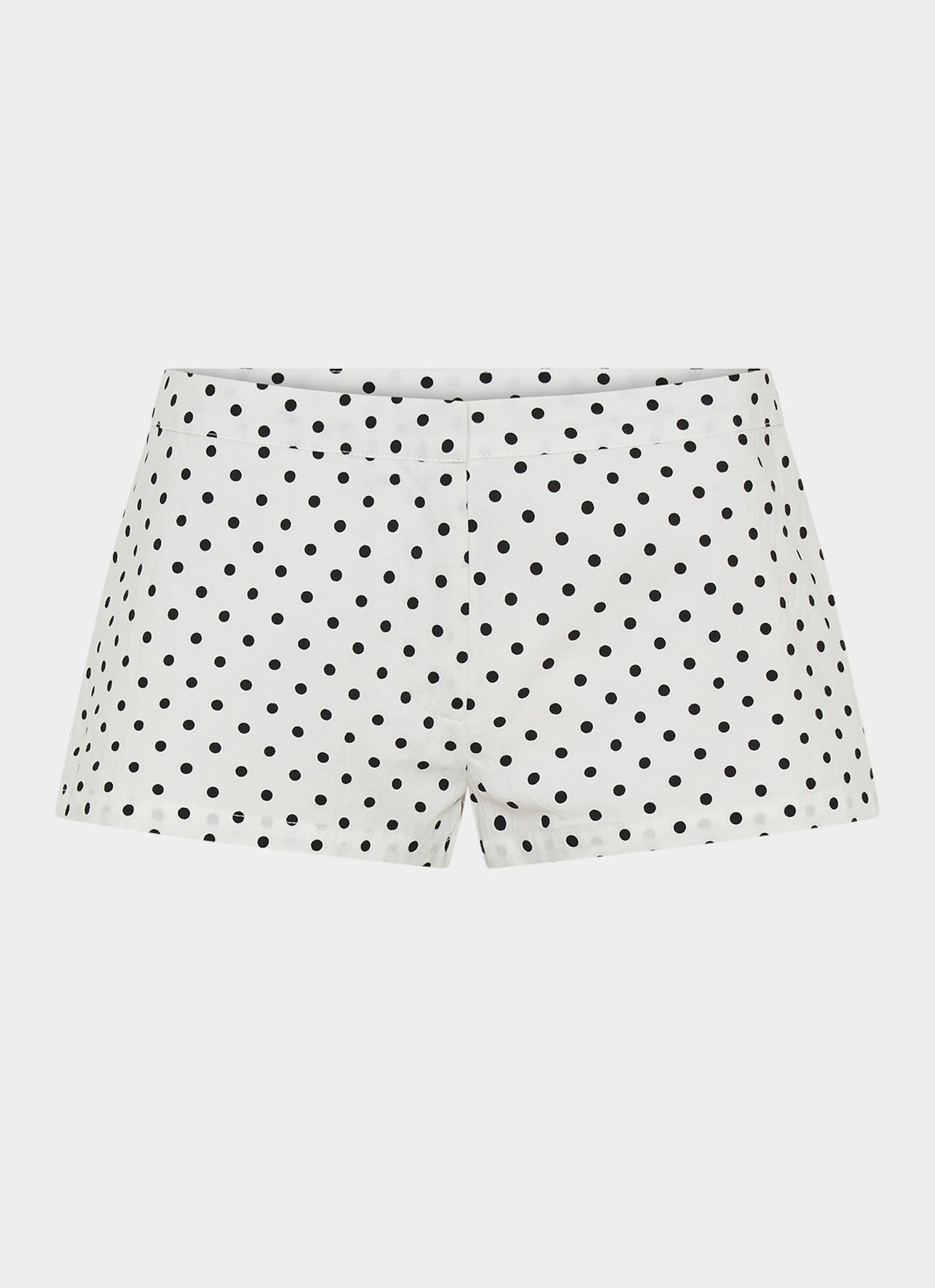 Coastline Cotton Micro Mini Shorts - White Polka Dot