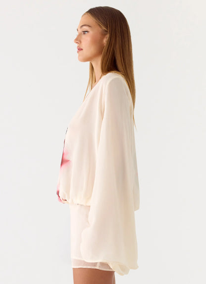 Junia Long Sleeve Mini Dress - Velvet Bloom
