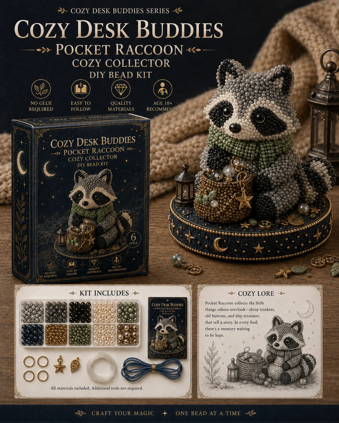 🧵 Cozy Desk Buddies DIY Bead Kit | Handmade Mini Desk Companion