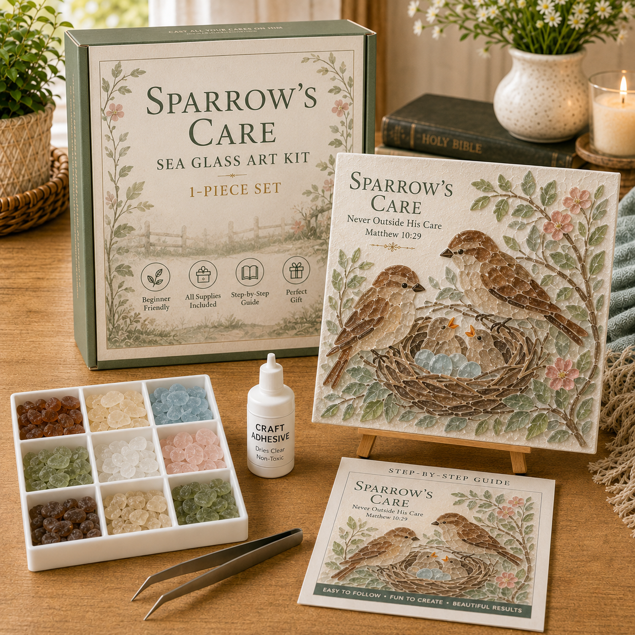 🎁Faith-Inspired Birds Sea Glass Art Kit Collection