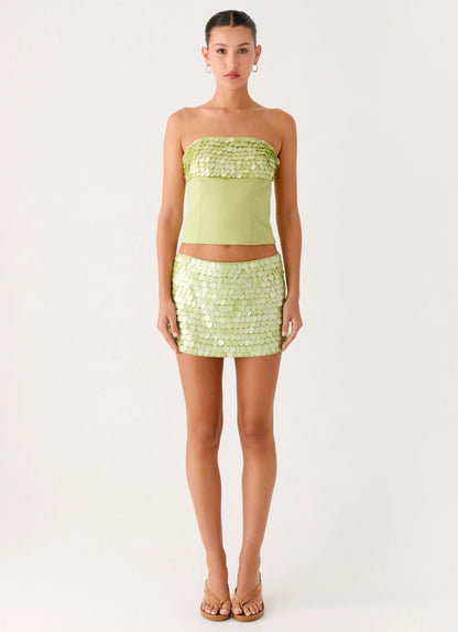 Jennie Beaded Mini Skirt - Green