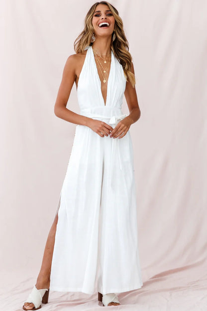 Aruba Wide Leg Halterneck Jumpsuit White