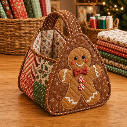 🎄Christmas Character Quilted Carry Basket | Padded Patchwork Fabrics, Layered Appliqué & Soft Carry Handle in DIY Kit or Ready-Made Styles 🎁✨
