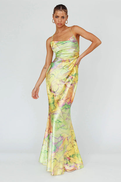 Bailey Strappy Chain Back Maxi Dress Lime