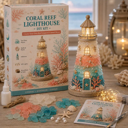 💙 DIY Sea Glass Lighthouse Kit – Light-Up Coastal Craft & Handmade Home Decor