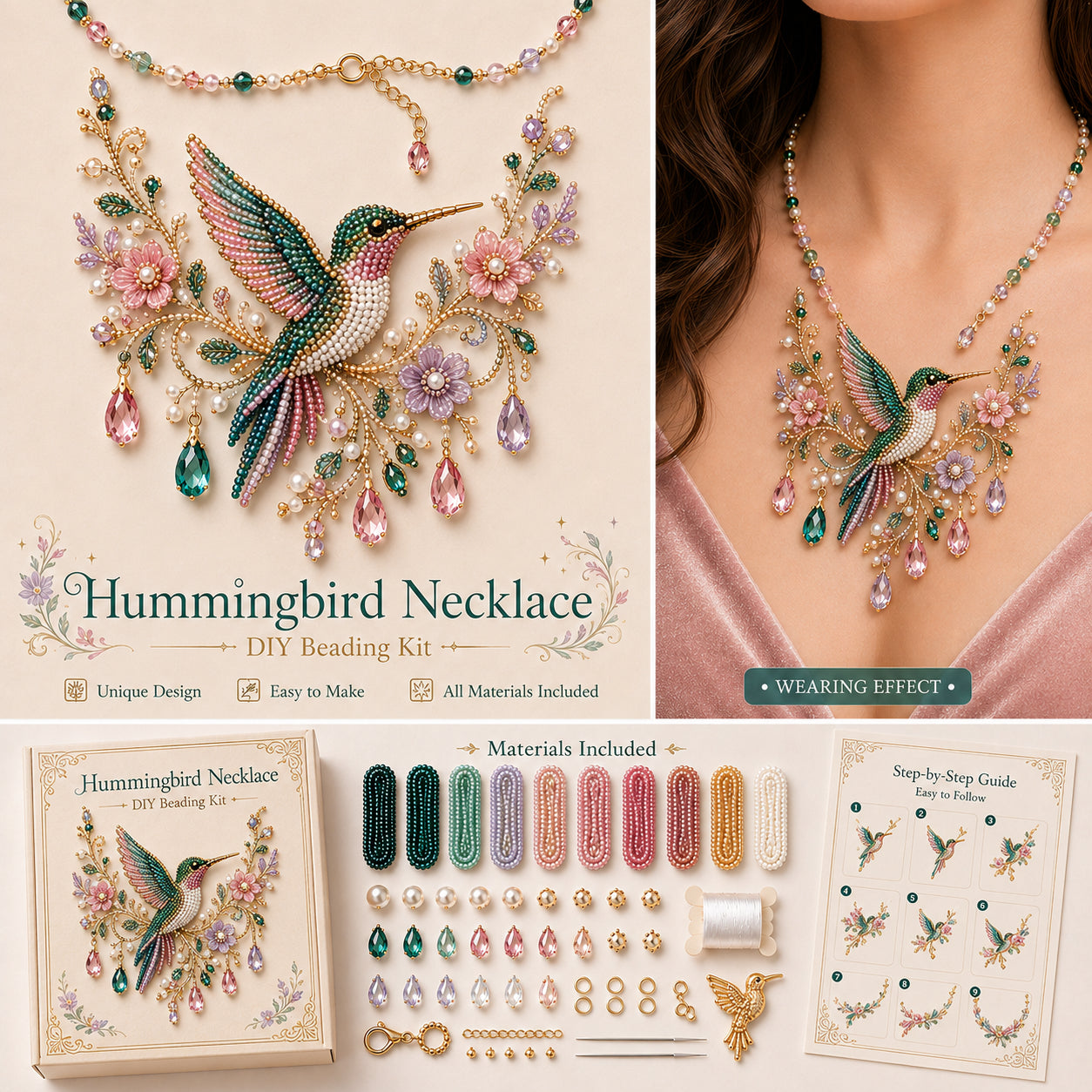 🎁 Wearable Art DIY Beaded Necklace Kit – 12 Statement Designs