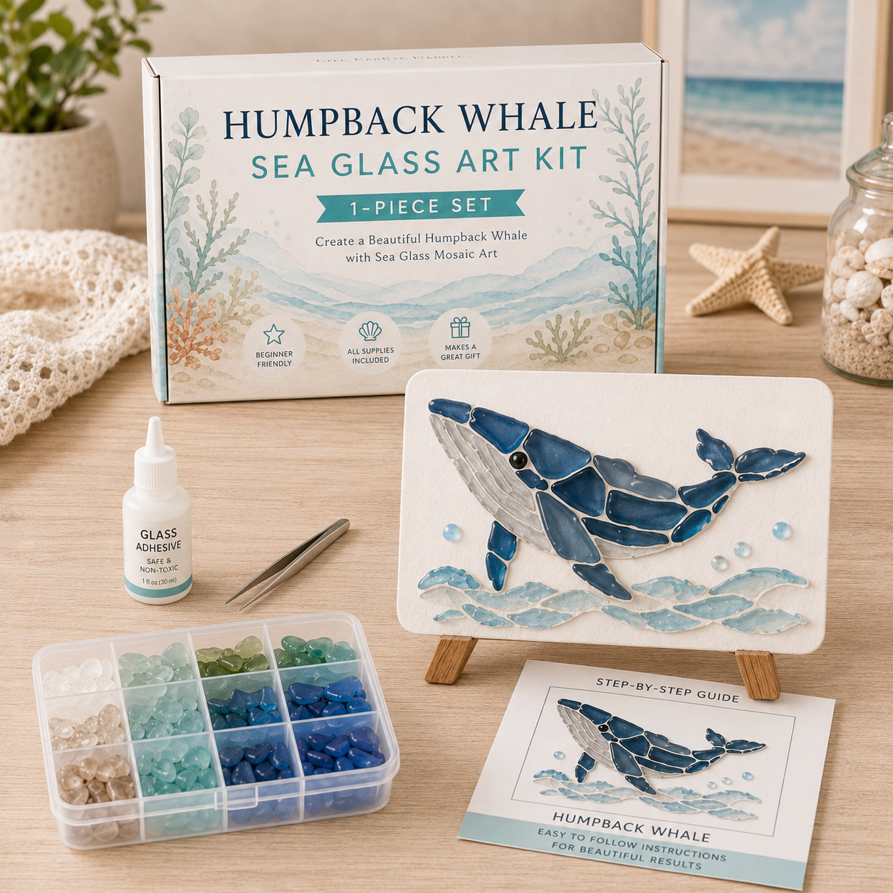 🌸🙏💖Sea Glass Art Kit – Create Stunning Mosaic Masterpieces at Home 🐢