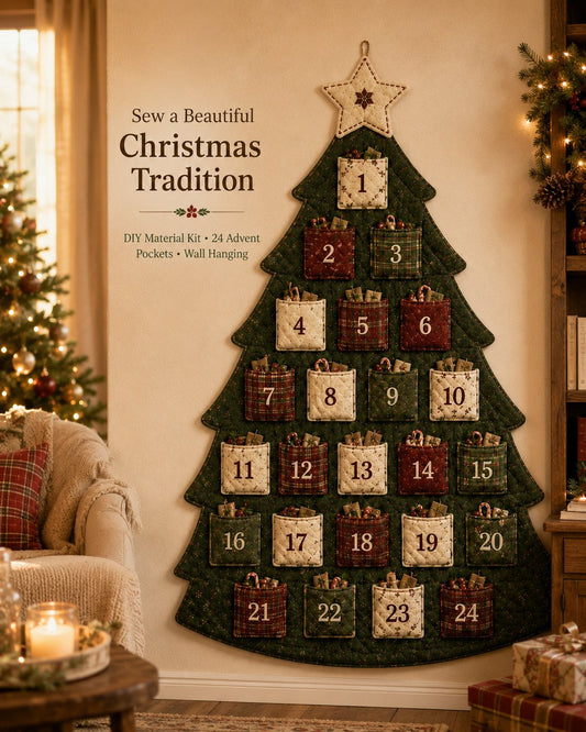 🎄✨DIY 24-Pocket Fabric Christmas Advent Tree Kit