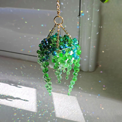 Mini White Pot Beaded Plant Suncatcher