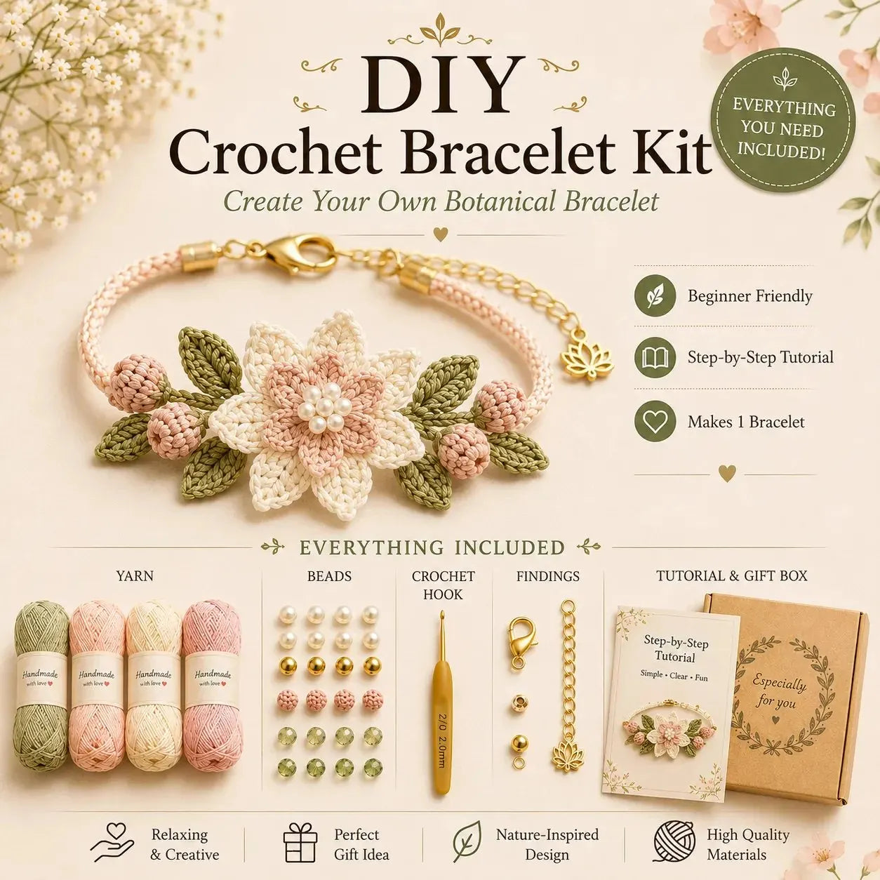 DIY Nature-Inspired Crochet Bracelet Kit