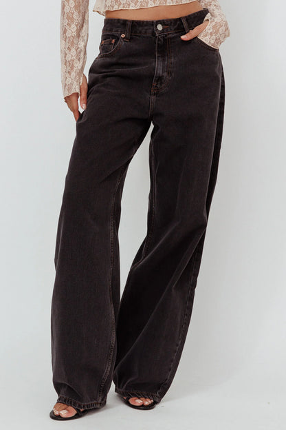 DR DENIM Donna Baggy Jeans Dust Washed Black