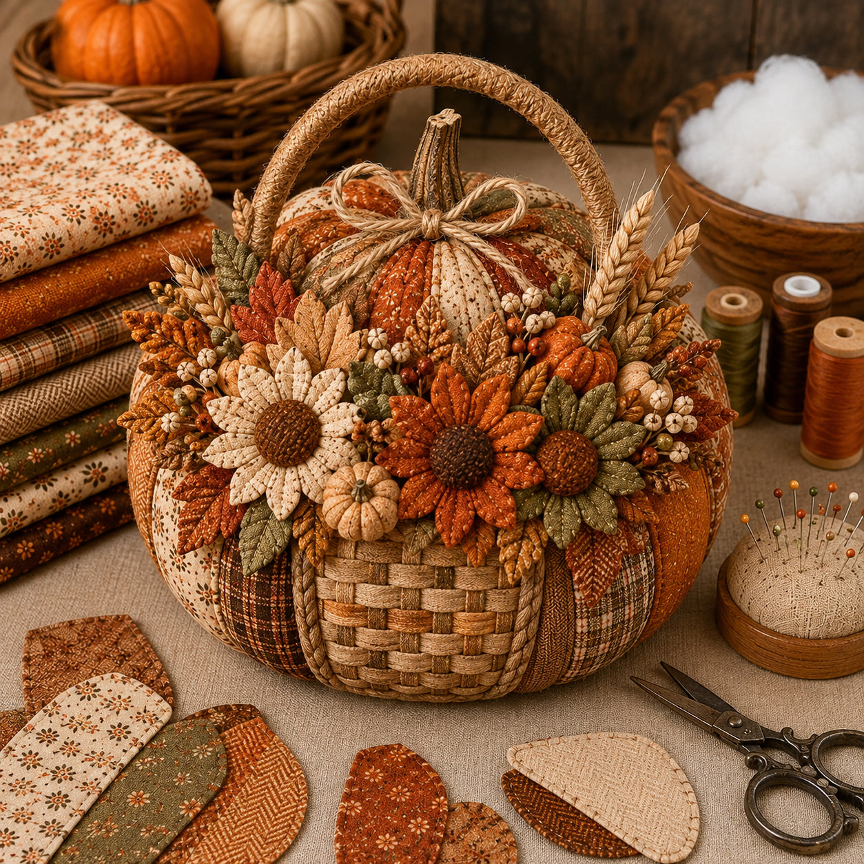 Cozy Harvest Pumpkin Patchwork Kit – DIY Quilted Fall Décor