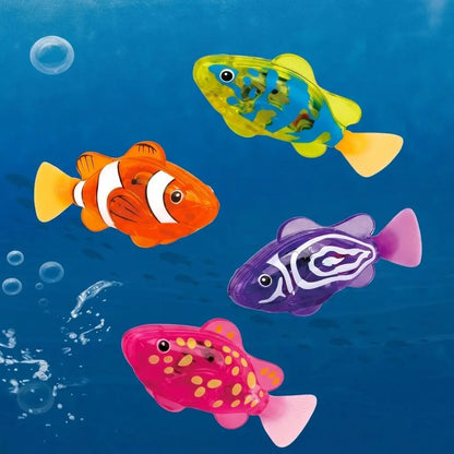 Magic Glowing Robot Fish (4-Pack) - Water-Activated LED Swimming Toys 🐠✨