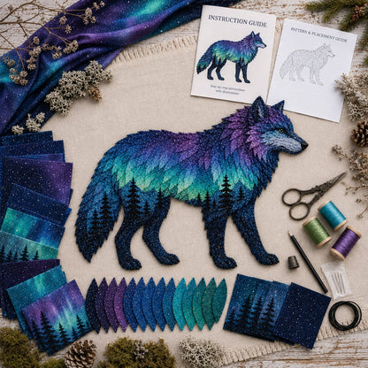 🌌🐺Northern Lights Wildlife DIY Patchwork Kit