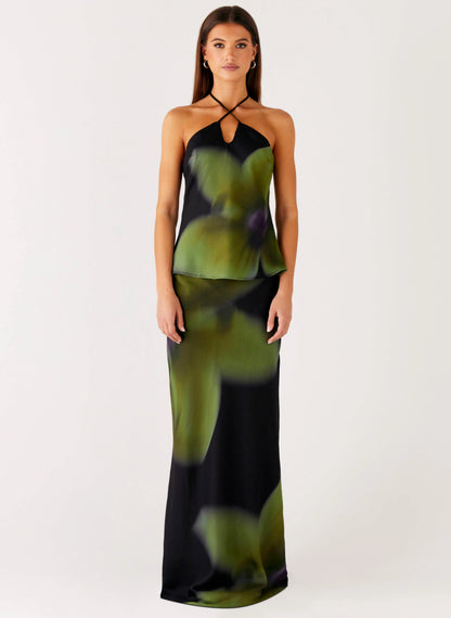 Rosetta Maxi Skirt - Lime Flower