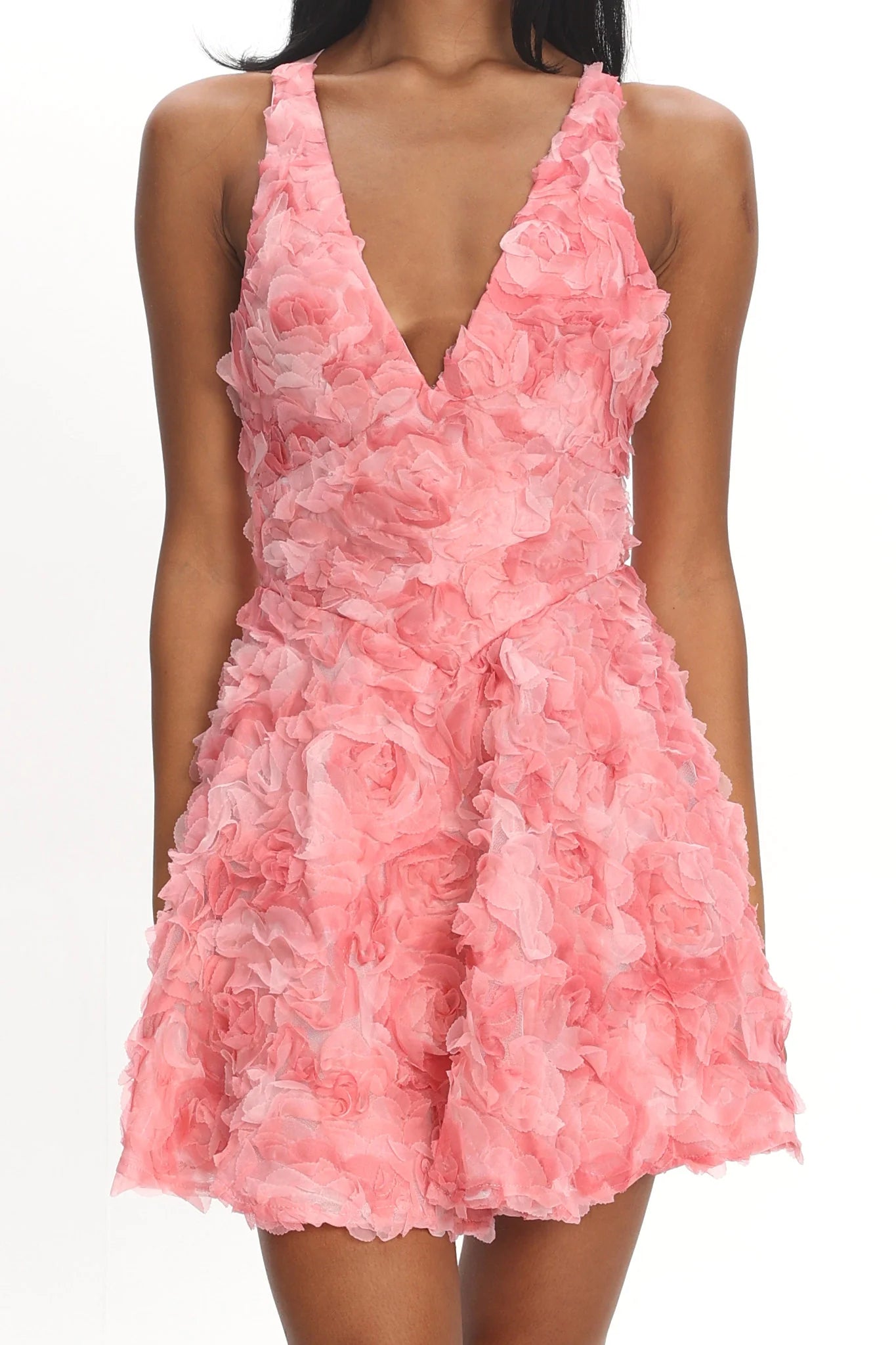 Lavalle Criss-Cross Embellished Mini Dress Pink