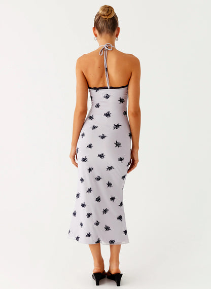 Nestel Flock Halter Midi Dress - Lilac