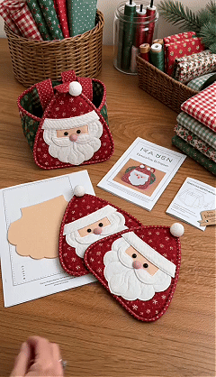 🎄Christmas Character Quilted Carry Basket | Padded Patchwork Fabrics, Layered Appliqué & Soft Carry Handle in DIY Kit or Ready-Made Styles 🎁✨