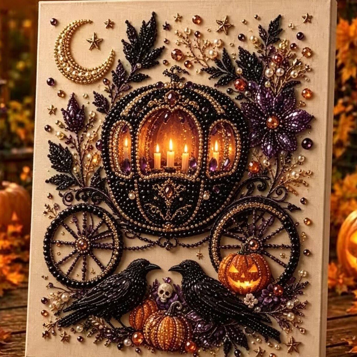 LAST DAY 50% OFF - Halloween Pearl Diamond Art DIY Kit (No Mess, Beginner)