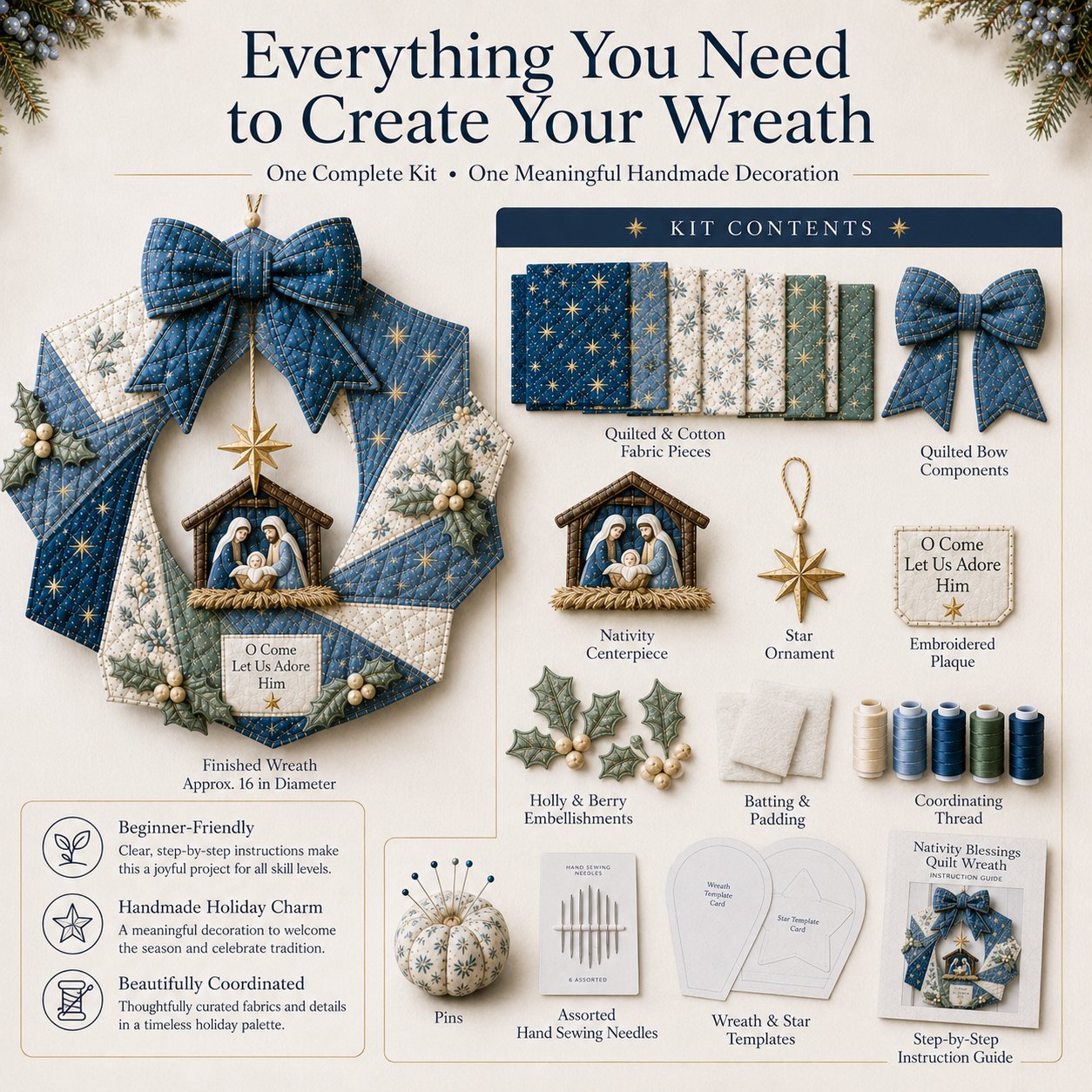 🎄Christmas Fabric Wreath DIY Kit – A Keepsake You’ll Hang with Pride Year After Year💫