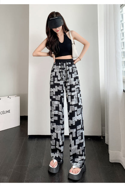 2025 New Style Ice Silk High Waist Casual Pants