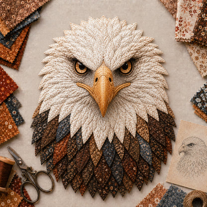 DIY Quilted Bald Eagle Wall Art Kit – Layered Fabric Appliqué Craft
