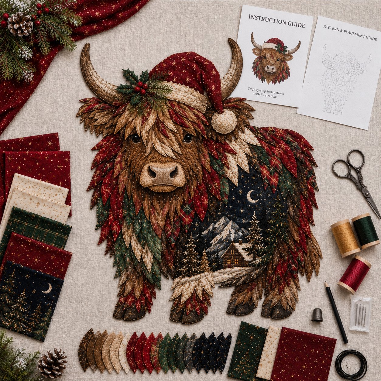 🎄🎅Christmas Woodland Wildlife DIY Patchwork Kit